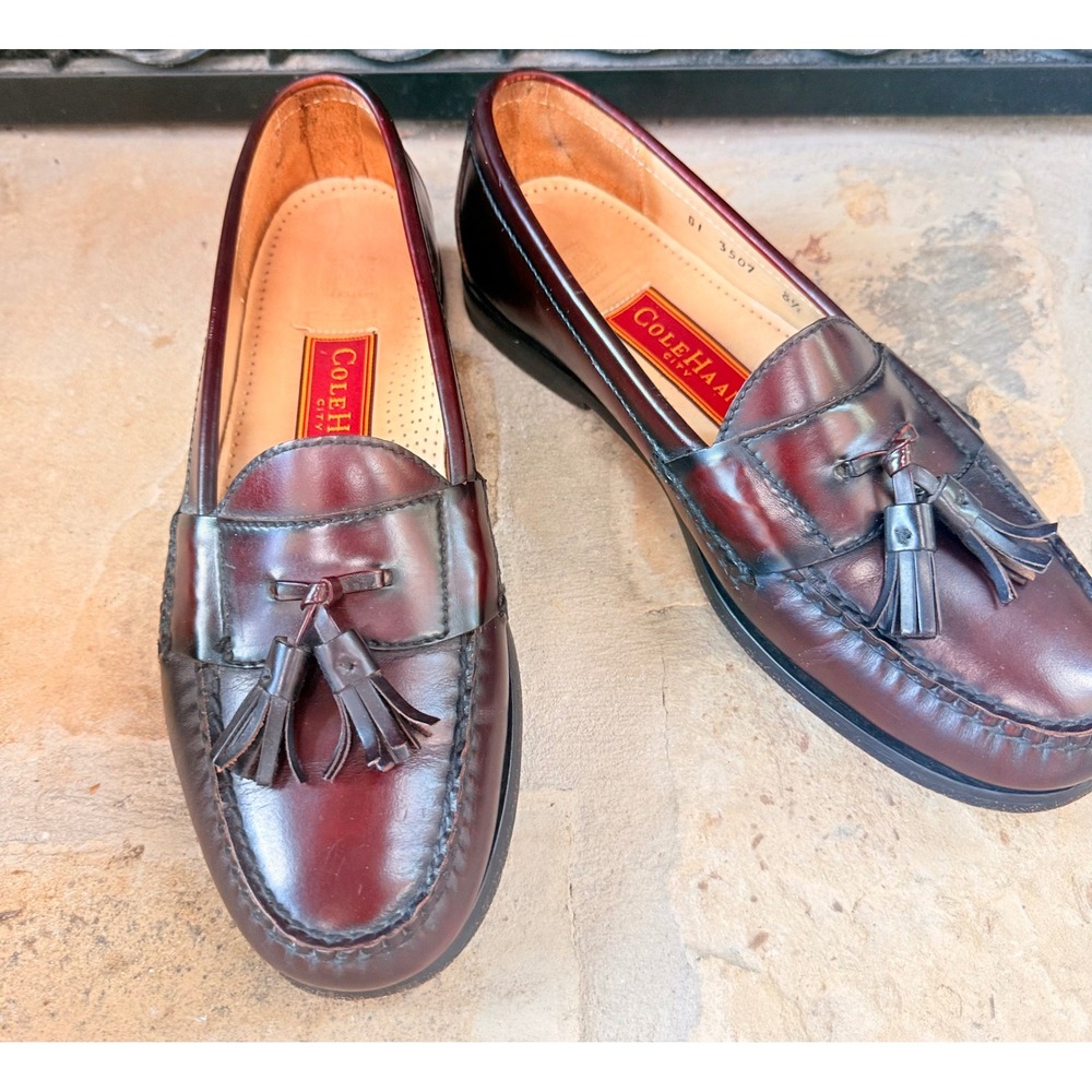 Cole Haan City Tassel Loafers Burgundy Leather Men's 8.5 D Made in USA